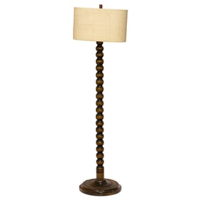 A bobbin turned wood floor lamp, Senator Feinstein Estate