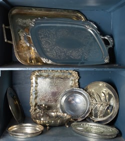 A group of ten silverplate serving articles, Senator Feinstein Estate