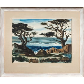 A Jake Lee, American School, CA watercolor Senator Feinstein Estate