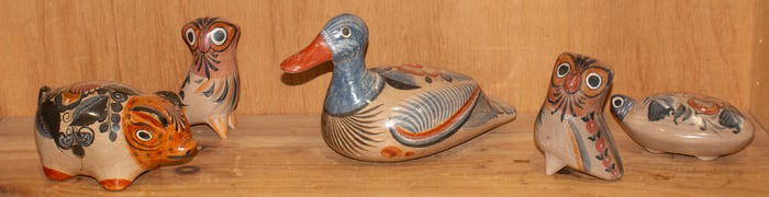 A group of Mexican Tonala pottery, Senator Feinstein Estate