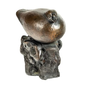 A patinated bronze figure of a quail, Senator Feinstein Estate