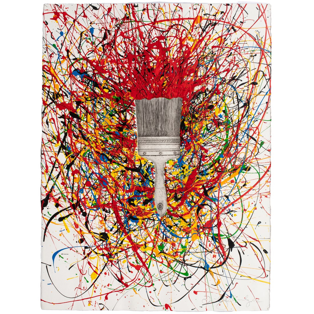 Mixed Media, David Gilhooly: David Gilhooly (American, 1943-2013), Paintbrush, 2002, acrylic on paper with etching, pencil signed and dated lower right, sheet (unframed): 30"h x 22.25"w