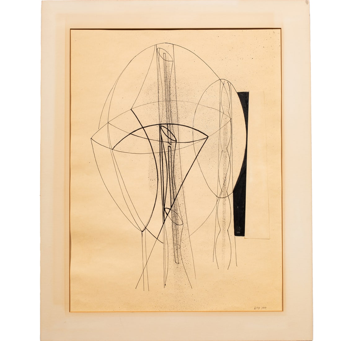Work on paper, William Theophilus Brown: William Theophilus Brown (American, 1919-2012), Untitled, 1949, pen on paper, initialed and dated lower right, sheet: 25.5"h x 19.75"w, overall (with mat): 29"h x 23"w
