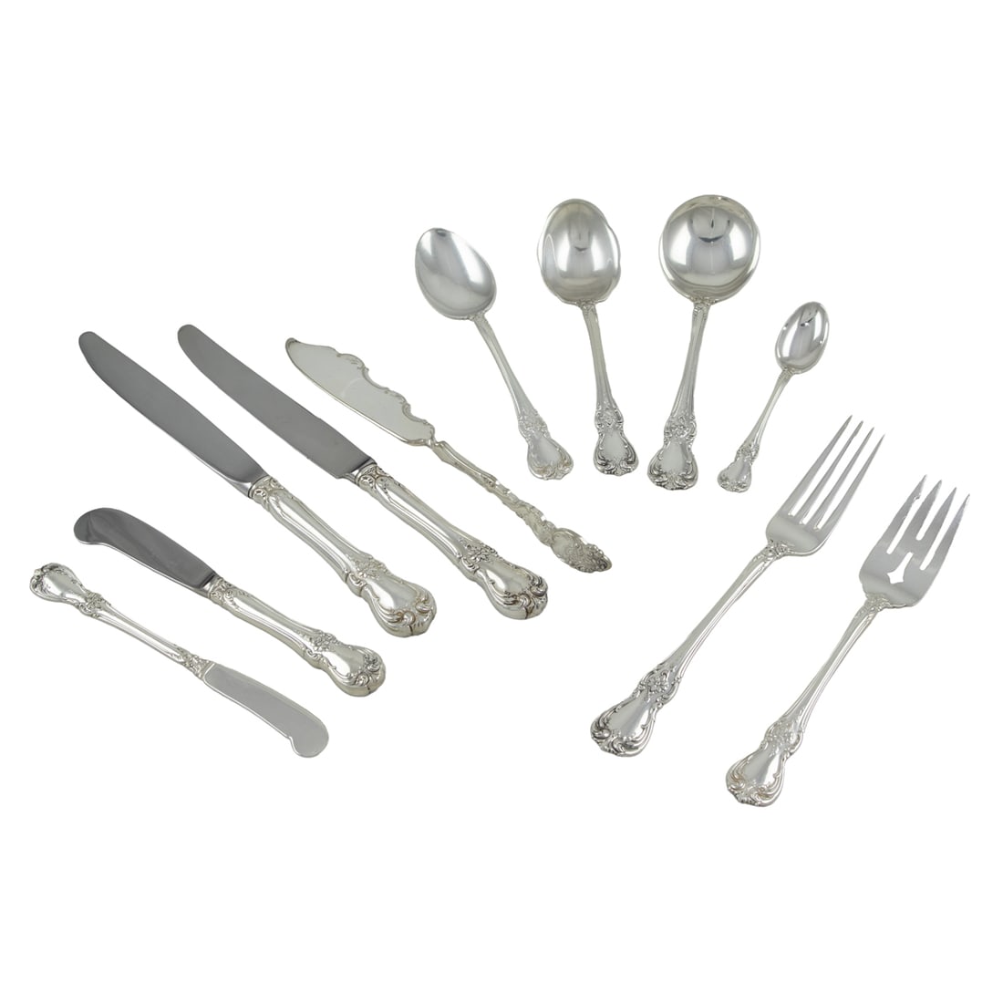 A partial service of Wallace sterling flatware in the Discovery pattern (1 of 7)
