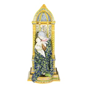 An Angelo Minghetti & Son majolica model of the Madonna and Christ Child Enthroned