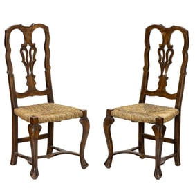 A pair of Queen Anne style high back side chairs