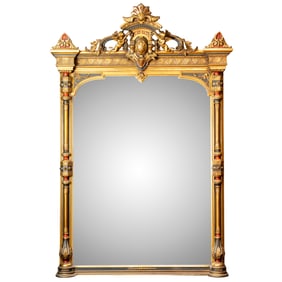 An American gilt and polychrome decorated pier mirror New York circa 1870
