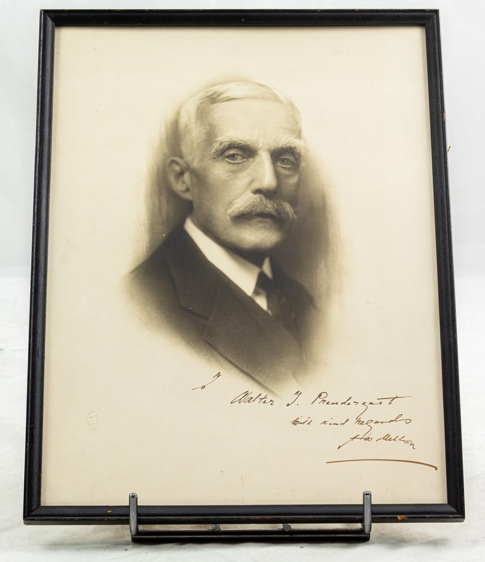 A signed photograph of Andrew Mellon, Secretary of Treasury under Harding and Roosevelt (1 of 3)