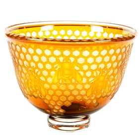 A Mary Mullaney and Ralph Mossman cut glass vase: Bee Bowl