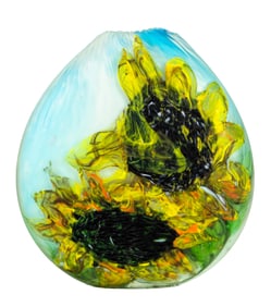 A Tim Shaw glass vase: Sunflowers III