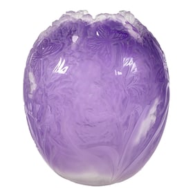 A Gustavo Santana amethyst cut glass butterfly vase