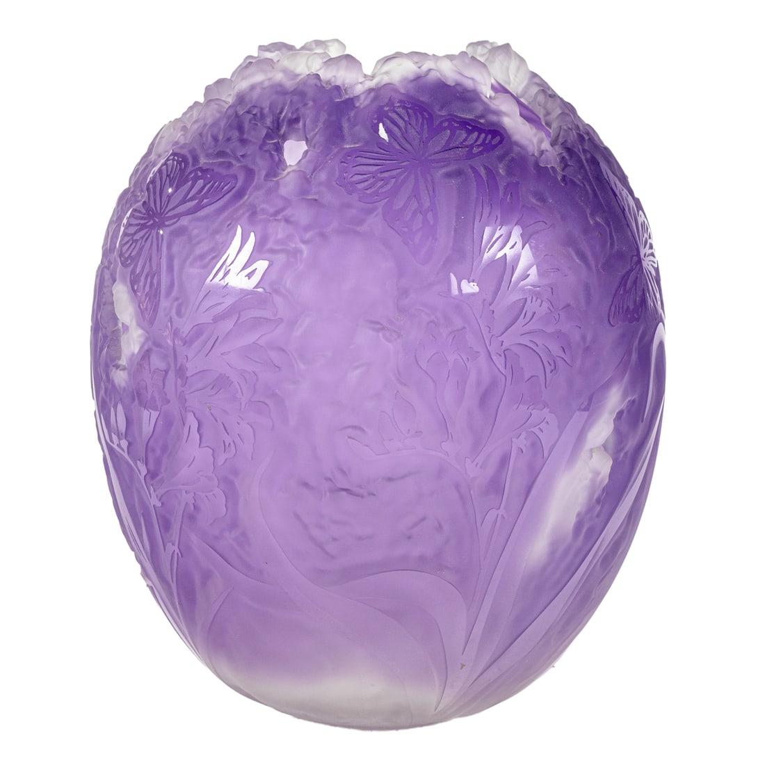 A Gustavo Santana amethyst cut glass butterfly vase (1 of 5)