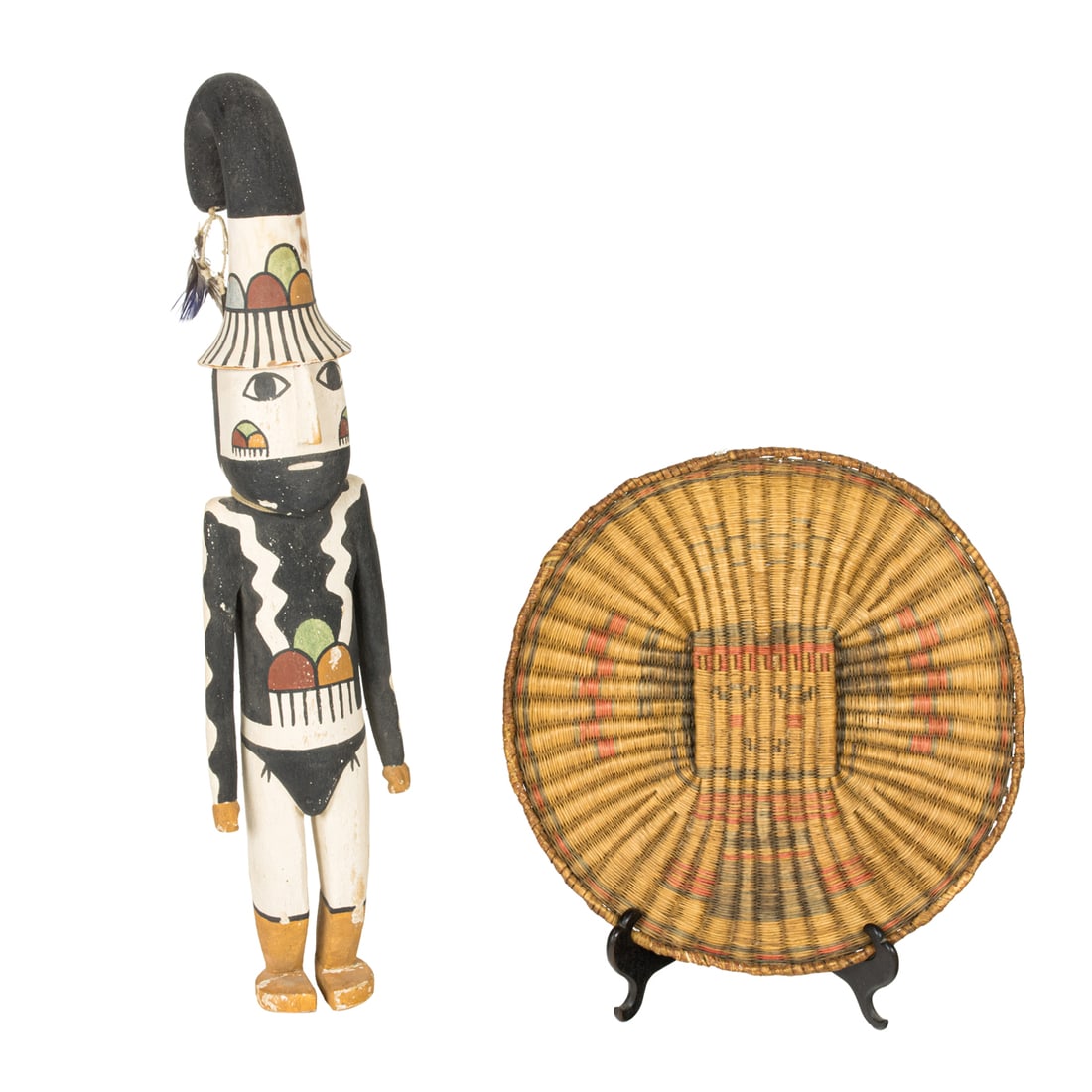 A Hopi wicker basket and Hopi Kachina doll (1 of 5)