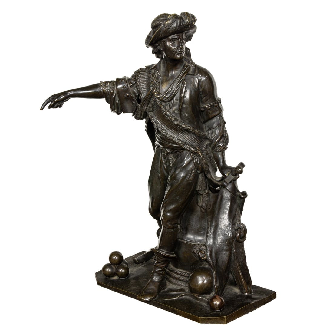 Sculpture, European School (19th/20th century): European School (19th/20th century), Hayreddin Barbarossa, bronze sculpture, unsigned, overall: 19"h x 12"w x 10"w