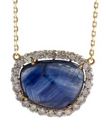 Sapphire, diamond, 18k yellow gold necklace