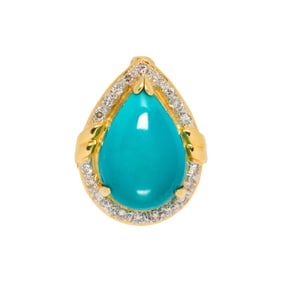 A Sleeping Beauty turquoise, diamond, and 18k gold pendant