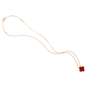 A Van Cleef & Arpels 'Vintage Alhambra' carnelian and 18k gold necklace