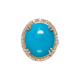 A turquoise, diamond and 18k gold ring