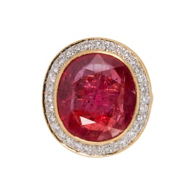 A ruby, diamond and 18k gold ring