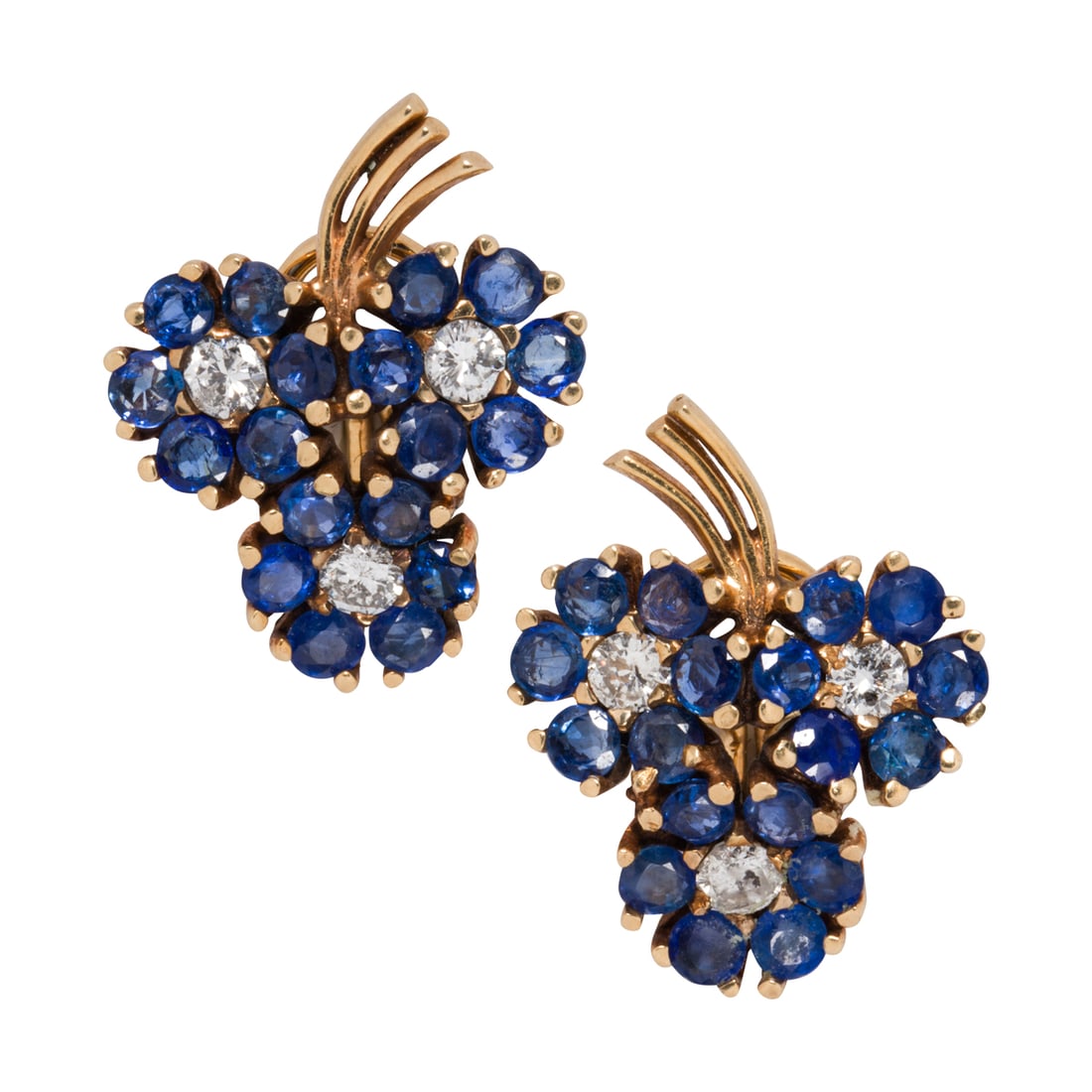 A pair of sapphire, diamond and 14k gold ear-clips (1 of 1)