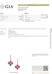 A pair of Burmese ruby, diamond, and 18k gold earrings