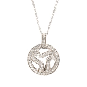 A diamond, 18k and 14k white gold pendant necklace