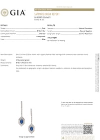 A pair of Burmese sapphire, diamond, and 14k white gold earrings