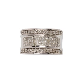 A diamond and 14k white gold ring