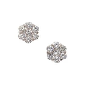 A pair of diamond and 18k white gold stud earrings