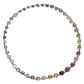 An antique sapphire and silver-topped gold necklace
