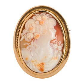 A 14k gold cameo brooch-pendant