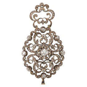 A Georgian diamond and platinum topped 9k gold pendant