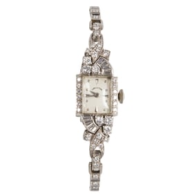 A Hamilton diamond and platinum watch