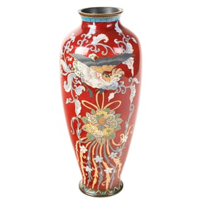 A Japanese cloisonne enamel 'phoenix' vase