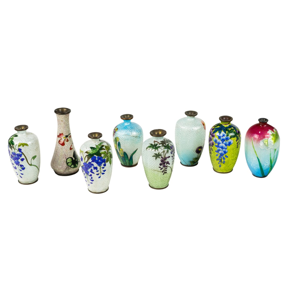 (lot of 8) Japanese cloisonne enamel miniature vases (1 of 3)