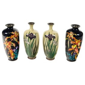 (lot of 4) Japanese cloisonne enamel vases