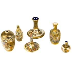 (lot of 6) Satsuma miniature vases
