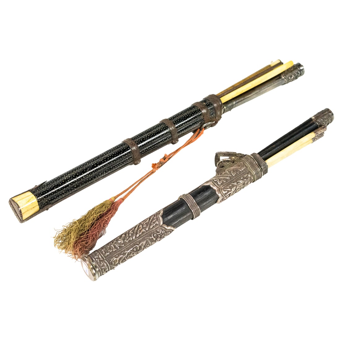 Two sets of Mongolian chop sticks and knives (1 of 5)