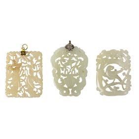 (lot of 3) Chinese white jade and hardstone pendants