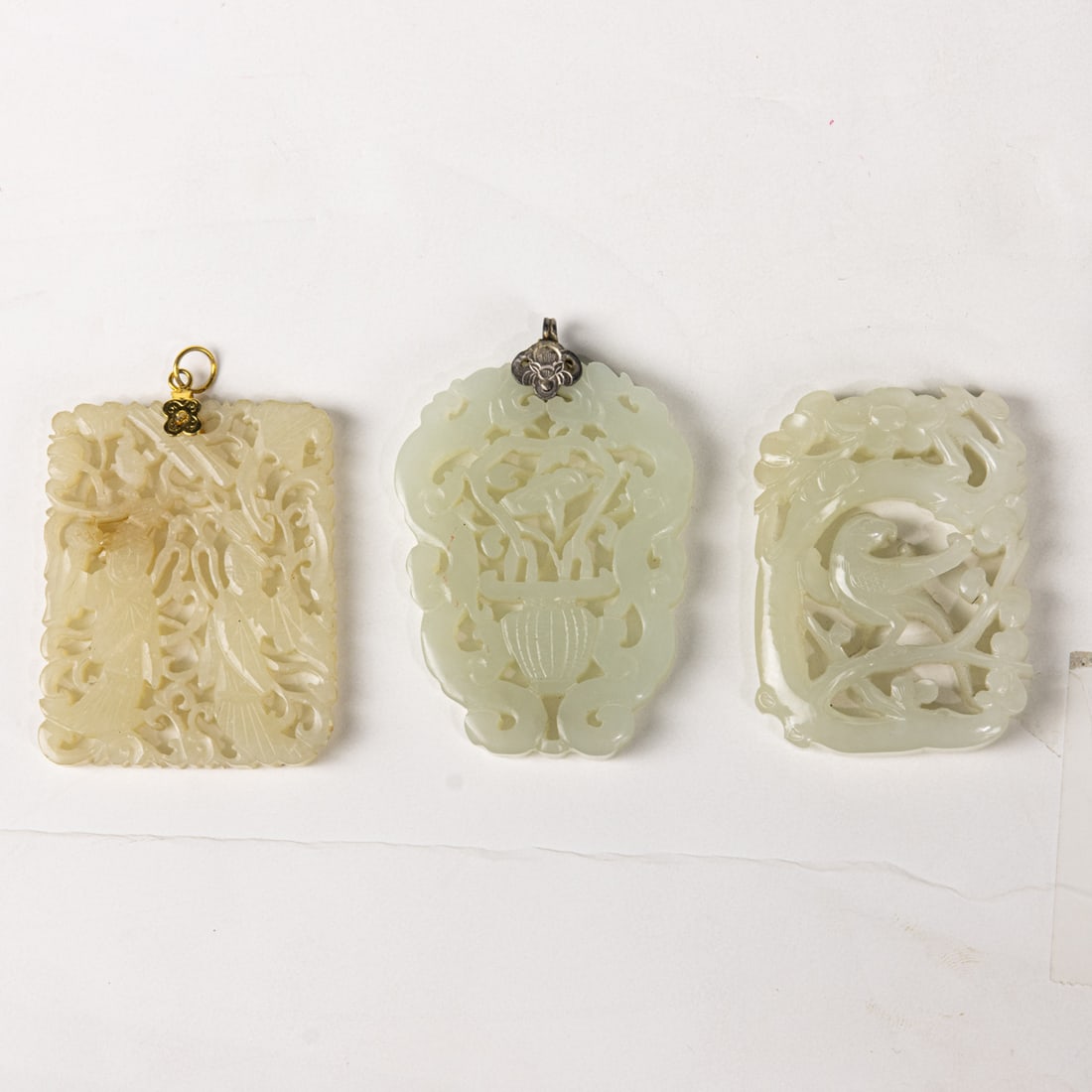 (lot of 3) Chinese white jade and hardstone pendants (1 of 3)