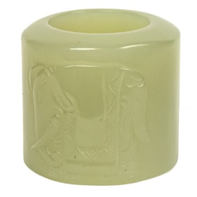 A Chinese white jade archer's ring
