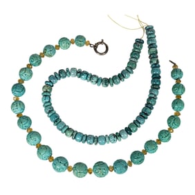 (lot of 2) Turquoise bead necklaces