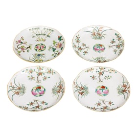 (lot of 4) Chinese famille rose 'Peach and Blossoms' design dishes