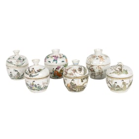 (lot of 6) Chinese famille rose covered jars
