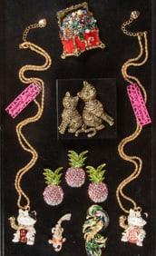 Nine pieces of costume jewelry comprising Betsy Johnson, Heidi Daus and others