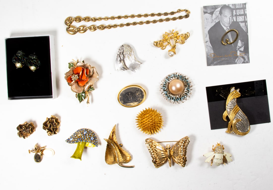 Sixteen pieces of costume jewelry comprising Oscar de la Renta, Vendome, Museum of Fine Arts, Capri, (1 of 1)