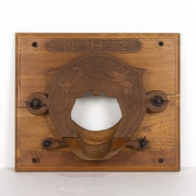 A German carved wine barrel door