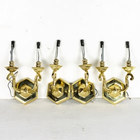 Two pairs of brass wall sconces