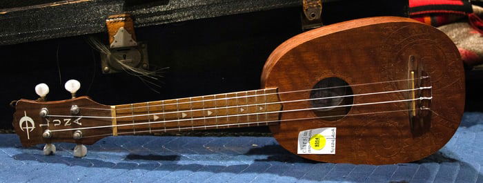 A Luna mahogany 'UKE Tatto' concert ukelele, serial 11300164831, the body decorated wtih Hawaiian