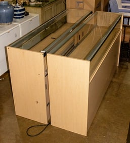 A pair of Modern jewelry display cases with surface mounted locks